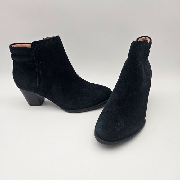 Vionic Jessie Black Suede Ankle Boot Block Heel Womens Sz 6 NEW - Picture 1 of 9